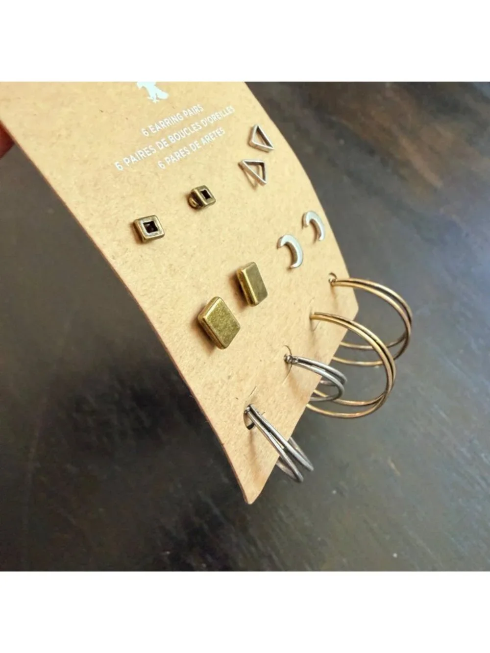 American Eagle Outfitters‎ AEO 6 Earring Set Mixed Metal Stud Hoop Minimalist